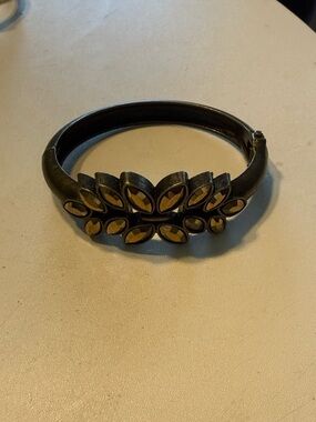 Gold Leaf Crystal Stretch Bracelet - Women's Jewelry